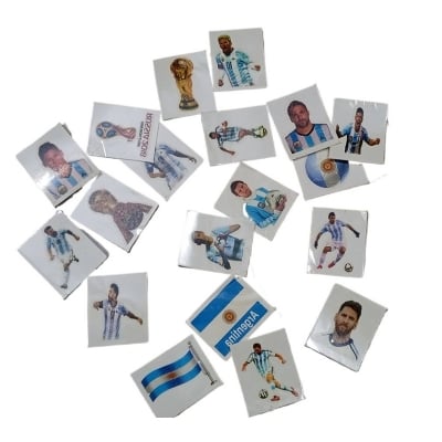 Picture of 17 Pieces Temporary Tattoos Argentina Football Theme Design Easy Water Transfer Application Skin-Friendly and Comfortable Bright Colors & Clear Print Quality (Blue)