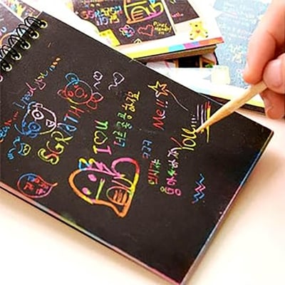 Picture of Rainbow Black Scratch Paper Note A5 Size (10 Page) (Black)