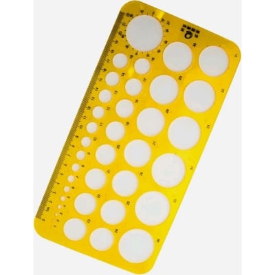 Picture of Plastic Metric Small - Medium Circles 1-31mm Diameter Drawing Shapes Template Stencil - 22cm (Yellow)