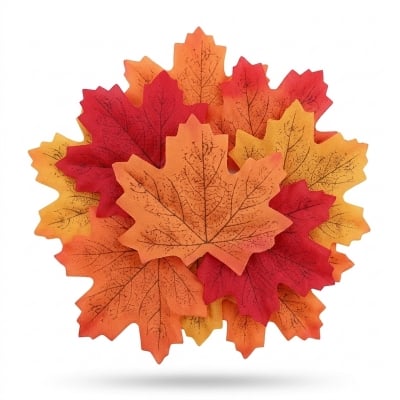Picture of 20 Pcs/lot Artificial Silk Leaves Vivid Leaf for Photography Photo Studio Background DIY Craft Decoration (Orange)
