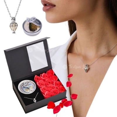 Picture of Exclusive Luxury Pearl Nacklace Eternal 12 Preserved Red Roses,  Rose Flower Gift Set for Wife Mother Girlfriend Birthday Present on Valentine's Day Gifts, Wedding Anniversary (Multicolor)