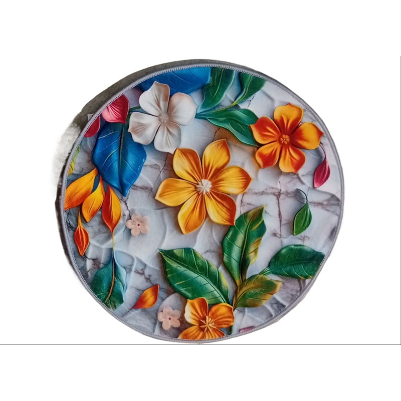 Picture of Round Floral Floor Mat – Soft Non-Slip Door Mat | Washable Home Decoration Mat (Multicolor)