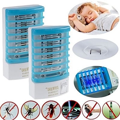 Picture of LED Night Light Mosquito Insect Repellent Mosquito Flies House Fly Killer Night Lamp Home Safe (2 Pcs Light blue)