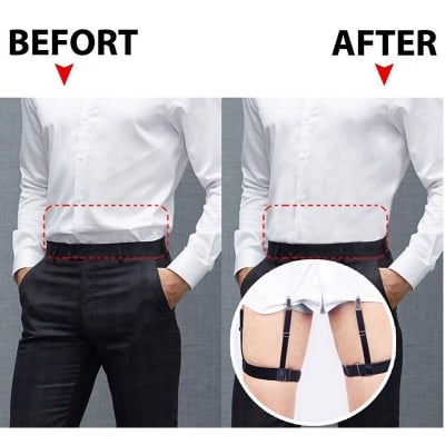 Picture of Men's Shirt Stay Suspenders Garter Women Men Leg Elastic Harness Braces For Business Shirts Adjustable Sock Garter Holder Belt (Black,Int: One size)