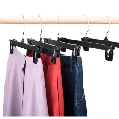 Picture of 3/6/12 Pcs  Black Plastic Trouser & Skirt Adjustable Clip Hangers – 35cm (Black 6 PCS)