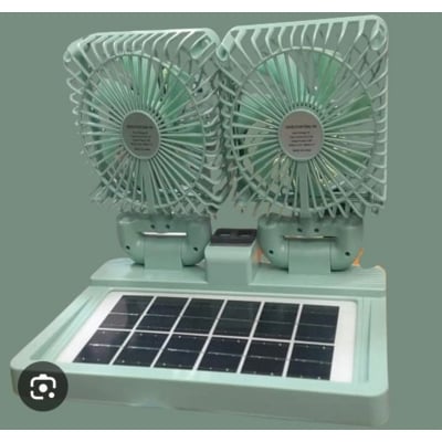 Picture of Solar Fan- Double Head Charging Fan Double Desktop Rotatable Solar Fan solar Charging Fan (Multicolor)
