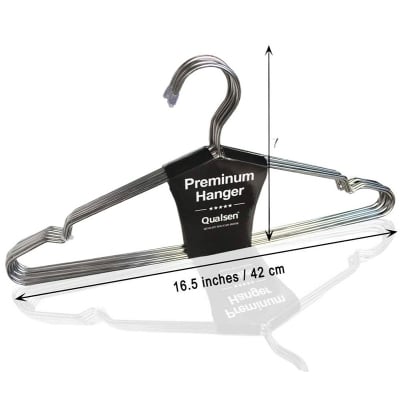 Picture of Stainless Steel  Clothes Hangers 3 Pcs Strong Metal Wire Hangers Suit Coat Hangers for Home Hotel and Clothes Store (Silver)