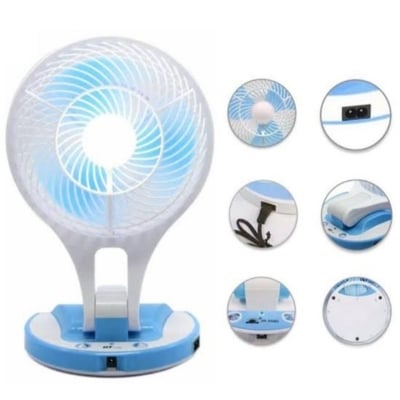 Picture of Charger light fan folding fan light Rechargeable Table Fan With Smd Led Lights Table Fan multicolor - Multicolor 