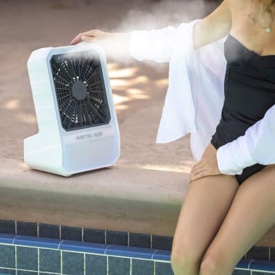 Picture of Air Cooler Fan Portable & Ultra Quiet Outdoor Evaporative Cooler with 4 Fan Speeds, USB Rechargeable, 6 Hours Battery, Ideal for Beach, Pool, Deck, Garden (White)