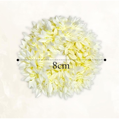 Picture of 1/2/3 PCS Scented Gajra Hair Accessories Hair Flower Bun Artificial Gajra For Hair Gajra Scrunchies Rubber Band (1 PCS Off White,Int: One size)