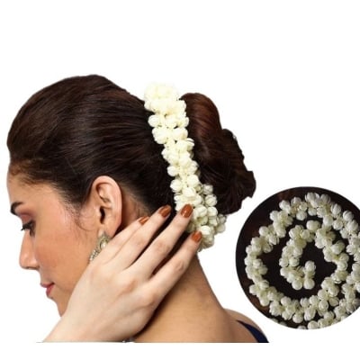 Picture of 1PCS Traditional White Jasmine Flower gajra Hair Garland, Artificial Gajra for Wedding (Multicolor)