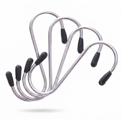 Picture of 4 piece S Shaped Small Hanging Hook Magnetic Stainless Steel Hanger for Home Office Kitchen Bathroom(4-5)inch (Silver)