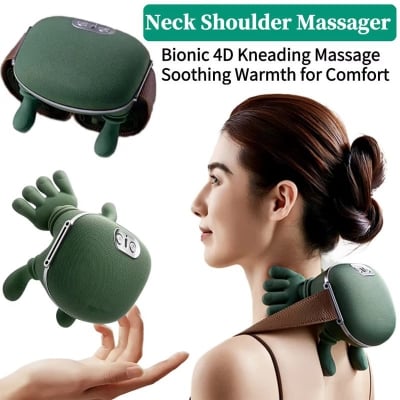 Picture of Green Shoulder & Neck Massager for Pain Relief | Deep Tissue Kneading with Dual-Zone Heat & 2-Speed Temperature Control (Green)