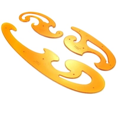 Picture of 3Pcs Plastic French Curve Ruler Set, ABS Material, Ideal for Fashion Designers, Tailors, Pattern Making etc. (Orange)