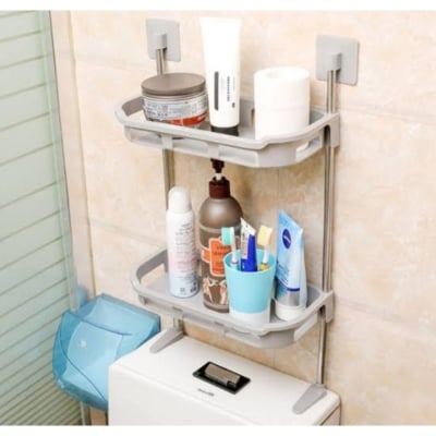Picture of Over The Toilet Storage Shelf, Over Toilet Organizer Add Space Sort and Storage Bathroom Supplies No Drilling Above Toilet Storage Shelves with Adhesive for Small Bathroom (Multicolor)