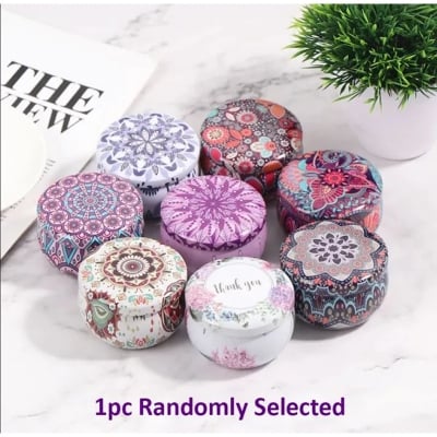 Picture of Designer Candy Box 1pc Drum-shaped Empty Mandala Designer Box Home Decor Party Supply Tea Pot Tin Box (Multicolor)