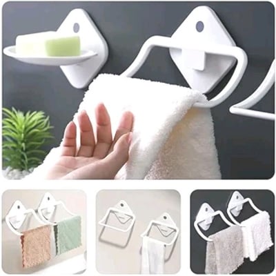 Picture of Magic Flexible Sticker Strong Suction Plastic Hand Towel Ring For Bathroom Towel Hanger (Multicolor)