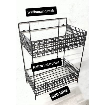 Picture of 2 Layer Black Multi-Functional Kitchen Jar Storage Rack Square (Black)