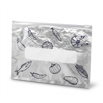 Picture of 5Pcs/Bag Large Capacity Aluminum Foil Food Bag Leakproof Freezer Safe Kitchen Fresh Bag Fresh-keeping Reusable Zip Lock Bag (Silver)