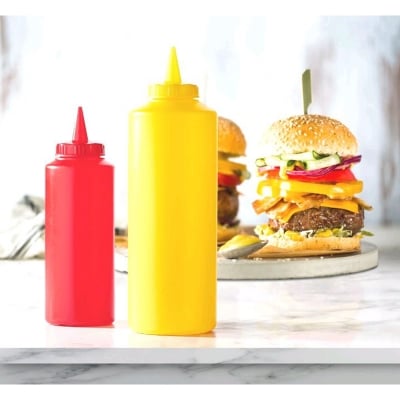 Picture of 250mlml Condiment Squeeze Bottles ,For Ketchup Mustard Mayo Hot Sauces Olive Oil Bottles Kitchen Gadget (Multicolor)