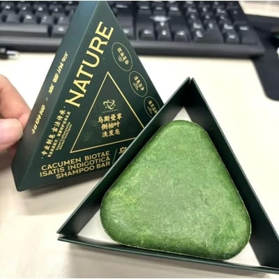 Picture of Green Soap is a Natural Hair Soap - Solid Enriched wit Herbs - Designed to Nourish and Strengthen Hair - 100% Original Deep Cleansing Scalp (LEMONGRASS)
