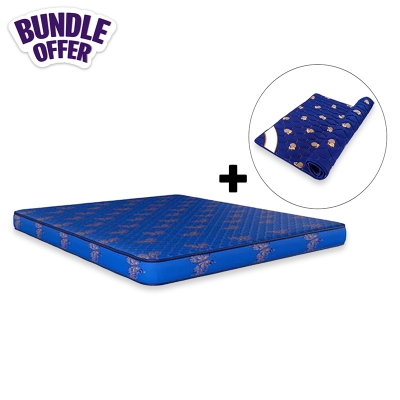 Picture of Bundle of Good Quality Noman Mattress Topper For Comfortable and Stylish Bed (Double size) and Modern Quality Brand View PU Mattress For Comfortable and Stylish Bed (Size Double) (Blue,Double)