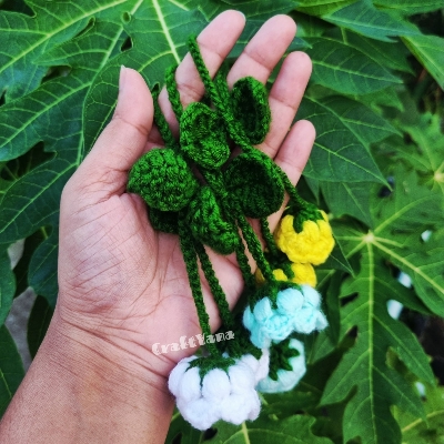 Picture of Handmade Crochet Lily of the Valley Flower Hair Tie | Floral Scrunchie Keychain Bag Charm | Cute Knitted Hair Accessory | Aesthetic Gift for Women Girls