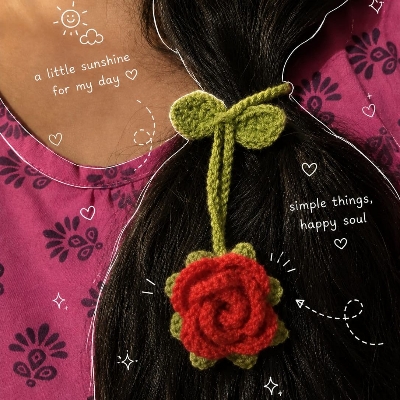 Picture of Handmade Crochet Rose Hair Tie | Floral Hair Accessory | Rose Bag Charm | Cute Keychain Pendant | Gift for Women & Girls | CraftYana - Maroon