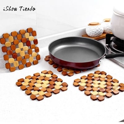 Picture of Kitchen Hot Pads, Table Counter Protector, Hot Pot Holders, Coaster for Hot Dishes Tea Coffee Pot Plates Bowls, Perfect for Table Décor, Kitchen Gifts Idea (Large) Brown 
