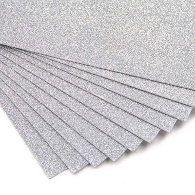 Picture of 2 Pack Silver DIY Craft Foam Sheets Ultra Fine Glitter Foam Sheets Craft Foam SELF ADHESIVE Glitter A4 Silver 