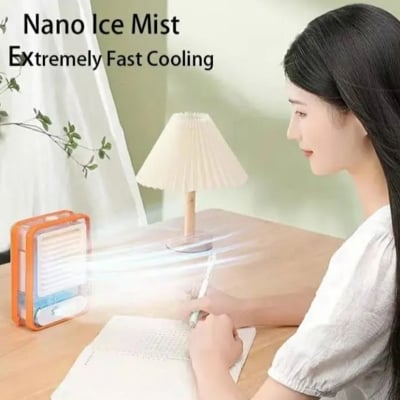 Picture of Mini Air conditioner cooler fan Mist humidification fan,mini USB rechargable desk fan,transparent fan body desktop fan,portable table fan with LED night light for dormitory bedroom,3 speeds wind Multicolor 