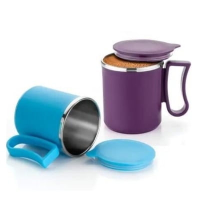 Picture of Coffee Mug - Stylish Double Wall Insulated Stainless Steel Coffee & Tea Cup with lid & Handle for Office, Home & Restaurant, Ideal Tea Mug Gift for Friends, Kids & Adults  Multicolor 