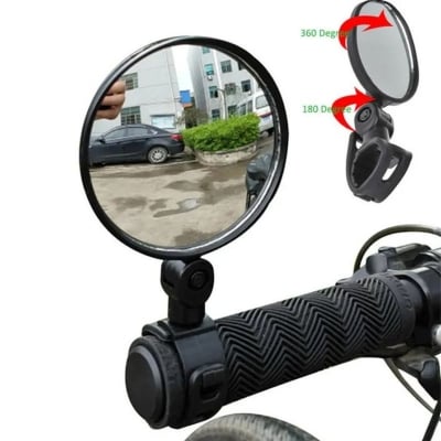 Picture of 1 pc Bicycle Mirror Handlebar Adjustable 360 Degree Rotation Wide Angle Rearview Mirrors Reflector Motorcycle Accessories Black 