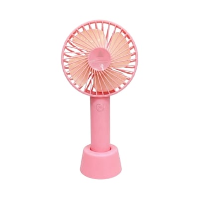 Picture of Rechargeable Hand Fan Summer Cooling Mini Fan with Standing Holder Handy Base For Home Office Indoor Outdoor Travel Multicolor 