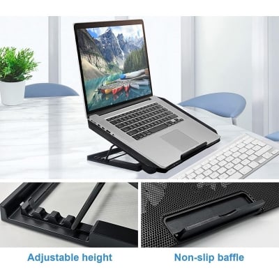 Picture of Laptop Cooling pad Laptop Cooler Stand Laptop Fan Cooling pad for 11-15.6 Inch Gaming Notebooks, 2 Turbine Fans,4 Angle Adjustable Laptop Cooling Stand Black 