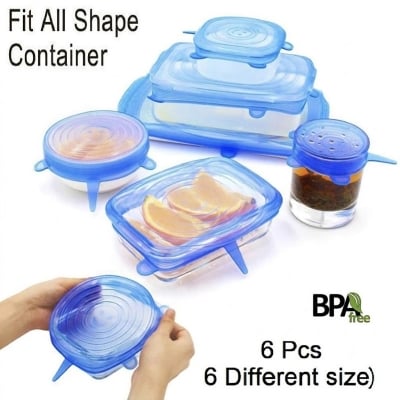 Picture of Silicone Food Covers 6 Pcs For Cups Bowls Containers Reusable Strong sealing Multicolor 