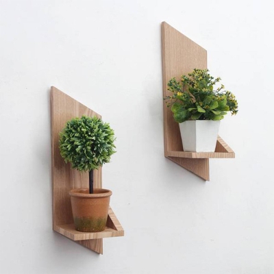 Picture of Wall Flower vase Rack wooden Wall Hanging Stand 1pcs Brown 