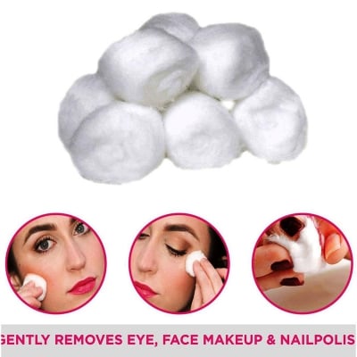 Picture of Cotton Ball For Eyes Face & Nail Paint Remover White 