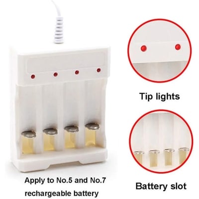 Picture of Charger Base Battery 4Slot Charger Adapter Plug Office Multifunctional DC White 