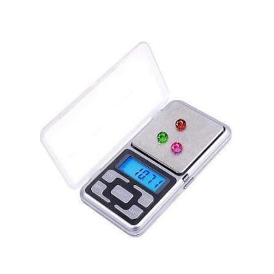 Picture of Digital Display 0.1 Gm to 200 Grams Mini Pocket Weight Scale Measurement Weighing Machine Jewellery Weighing Machine Silver 
