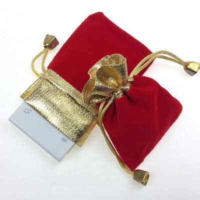 Picture of Mini Jewelry Velvet Drawstring Pouch 1 pc Bag with Gold String Gift bag Multicolor 