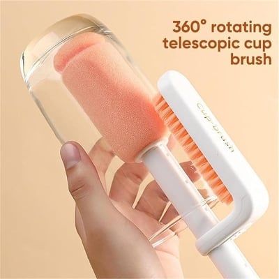 Picture of Creation Plastic Bottle Cup glass mug Cleaning Brush for Cleaning, 360 Degree Rotating Telescopic Cup Brush, Adjust Height for Cleaning Baby Water Bottles Multicolor 