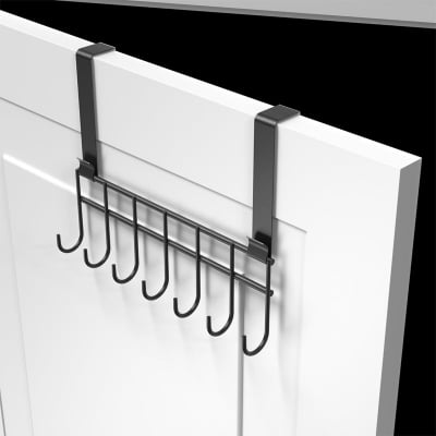 Picture of Over The Door 7 Hook Door Hanger:Over The Door Towel Rack Hooks for Hanging,Metal Towel Hanger Door Coat Hanger Over Door Coat Rack for Towels,Clothes Black 