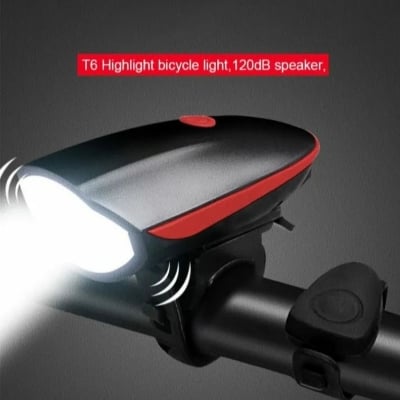 Picture of Bicycle Horn Light USB Charging Front light With Bell Smart Outdoor Riding Equipment Mountain Bike Horn Front Black 