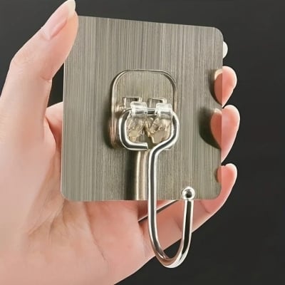 Picture of 4 Pack Adhesive Hooks Heavy Duty - Strong Wall Hooks 44 lb/ 20 kg(Max) for Bathroom - Self Adhesive Hook Clear for Kitchen Home and Office Multicolor 