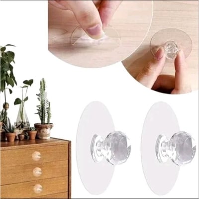 Picture of 3 Pcs Crystal Cabinet Handles Plastic door Handle Punch-Free Self-Adhesive Drawer Pulls for Furniture  