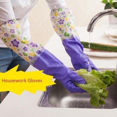 Picture of Kitchen Long Housework Glovs Waterproof Anti Slip Multicolor 