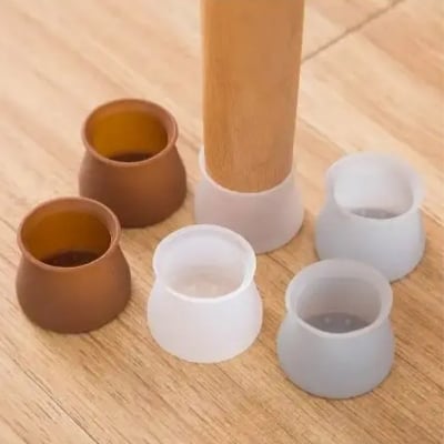 Picture of 4 Pcs Chair Leg Floor Protectors Rubber Chair Leg Caps Furniture Protector to Prevent Scratches, Reduce Noise, Anti-Slip | Furniture Leg Covers for Chair, Stool Table, Brown 