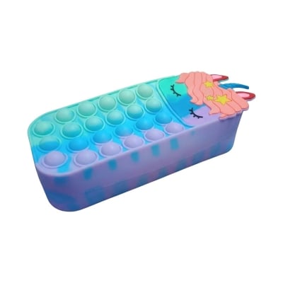 Picture of Pop toy Pencil Box/Pencil Case Pop It Toy, Pop It Organizer Kit Kids Pop toys rectangle Pencil Case Large Capacity Bubble cartoon unicorn Pencil Box Stationery Storage Bag Silicone Pen Pouch Multicolor 