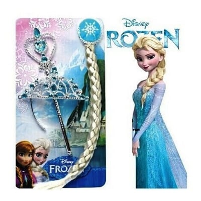 Picture of 3Pcs/set Girls Elsa Anna Princess Crown Hair Accessories Tiara Kids Crown Headwear Magic Wand Cosplay Multicolor 